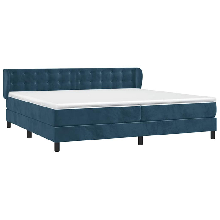 Pat box spring cu saltea, albastru închis, 200x200 cm, catifea - WALTI WALTI