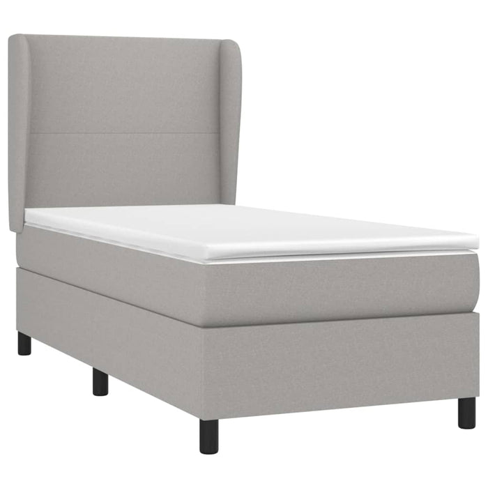 Pat box spring cu saltea, gri deschis, 90x190 cm, textil WALTI
