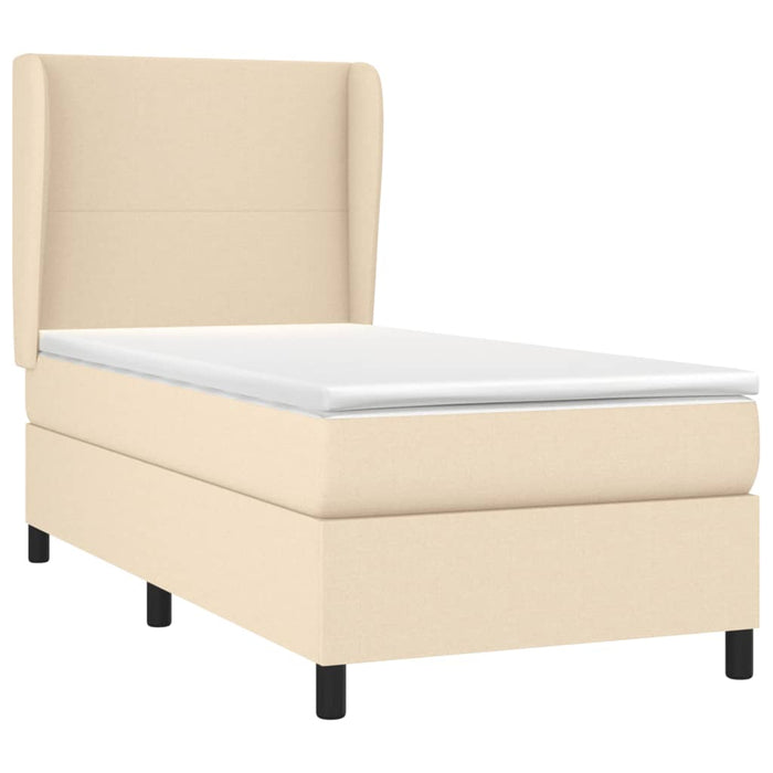 Pat box spring cu saltea, crem, 90x190 cm, textil - WALTI WALTI