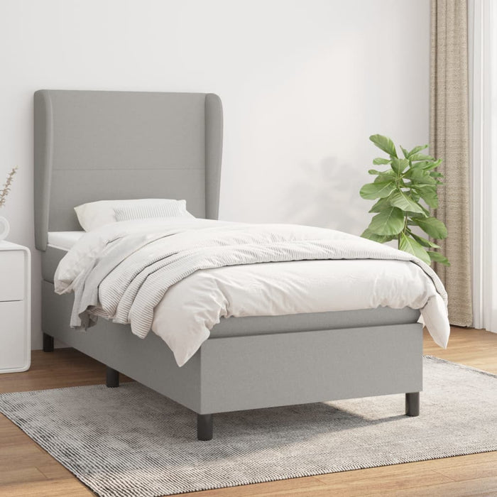 Pat box spring cu saltea, gri deschis, 90x200 cm, textil - WALTI WALTI