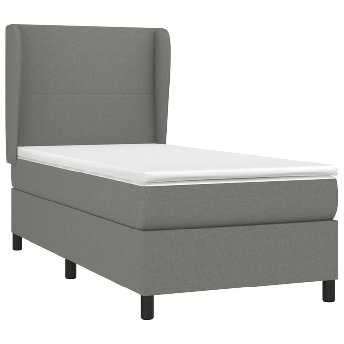 Pat box spring cu saltea, gri închis, 90x200 cm, textil - WALTI WALTI
