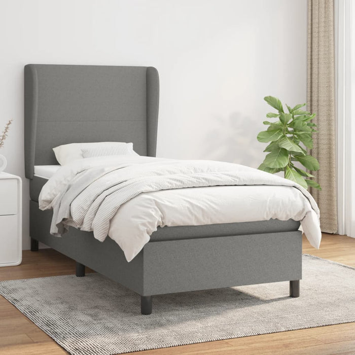 Pat box spring cu saltea, gri închis, 90x200 cm, textil - WALTI WALTI