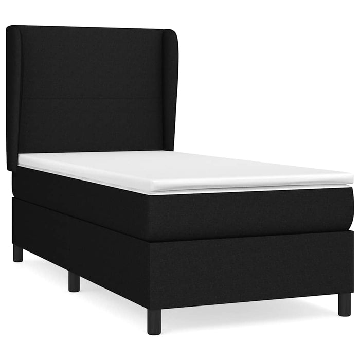 Pat box spring cu saltea, negru, 100x200 cm, textil - WALTI WALTI