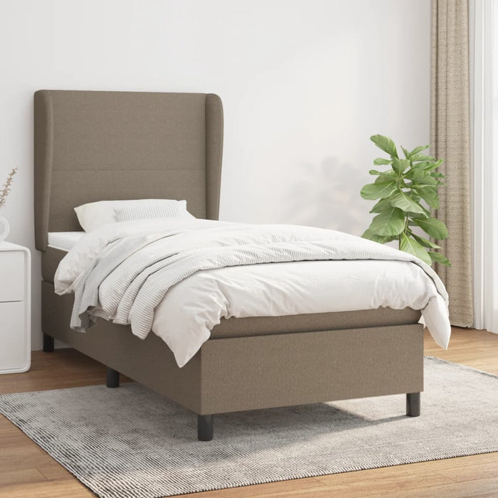 Pat box spring cu saltea, gri taupe, 100x200 cm, textil - WALTI WALTI