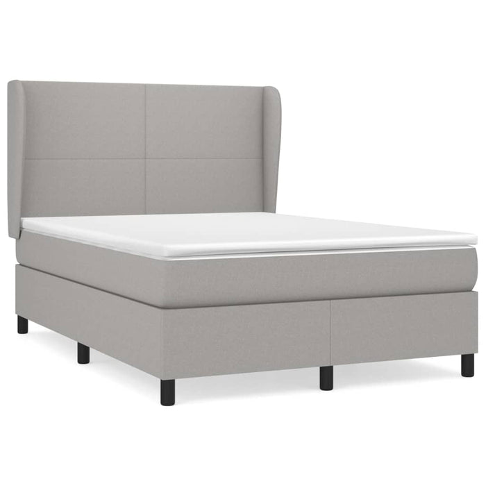 Pat box spring cu saltea, gri deschis, 140x190 cm, textil - WALTI WALTI