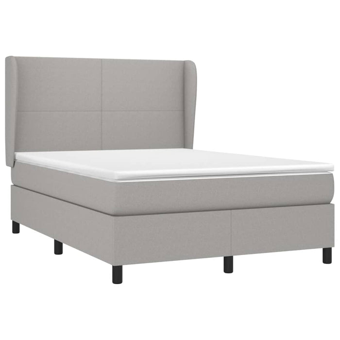 Pat box spring cu saltea, gri deschis, 140x190 cm, textil - WALTI WALTI