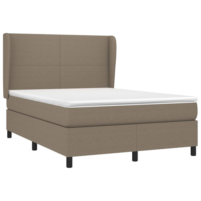 Pat box spring cu saltea, gri taupe, 140x200 cm, textil - WALTI WALTI
