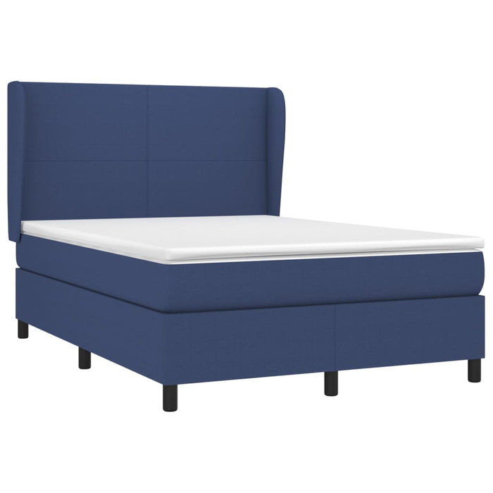 Pat box spring cu saltea, albastru, 140x200 cm, textil - WALTI WALTI
