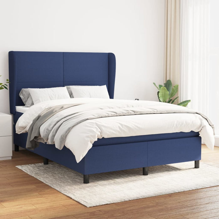 Pat box spring cu saltea, albastru, 140x200 cm, textil - WALTI WALTI