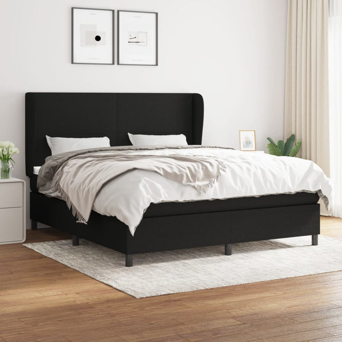Pat box spring cu saltea, negru, 160x200 cm, textil - WALTI WALTI