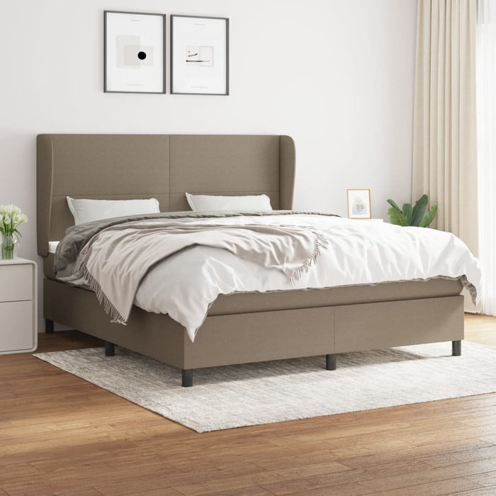 Pat box spring cu saltea, gri taupe, 160x200 cm material textil WALTI