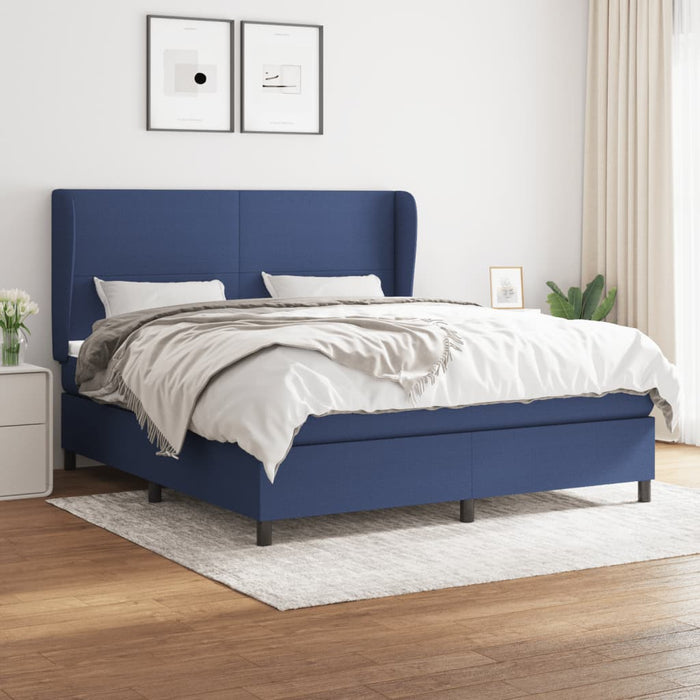 Pat continental cu saltea, albastru, 160x200cm, material textil WALTI