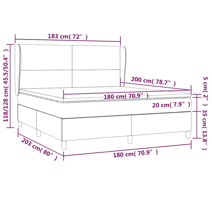 Pat box spring cu saltea, negru, 180x200 cm, catifea - WALTI WALTI