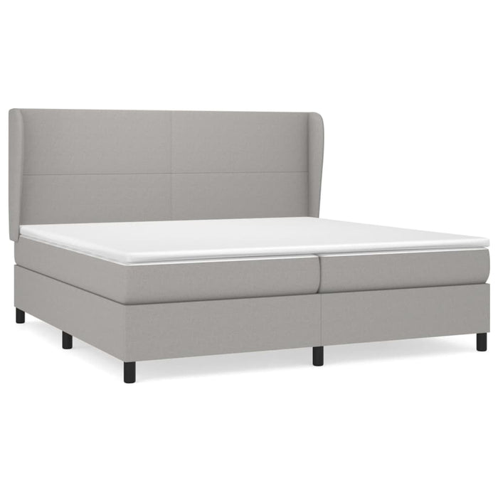 Pat box spring cu saltea, gri deschis, 200x200 cm, textil - WALTI WALTI