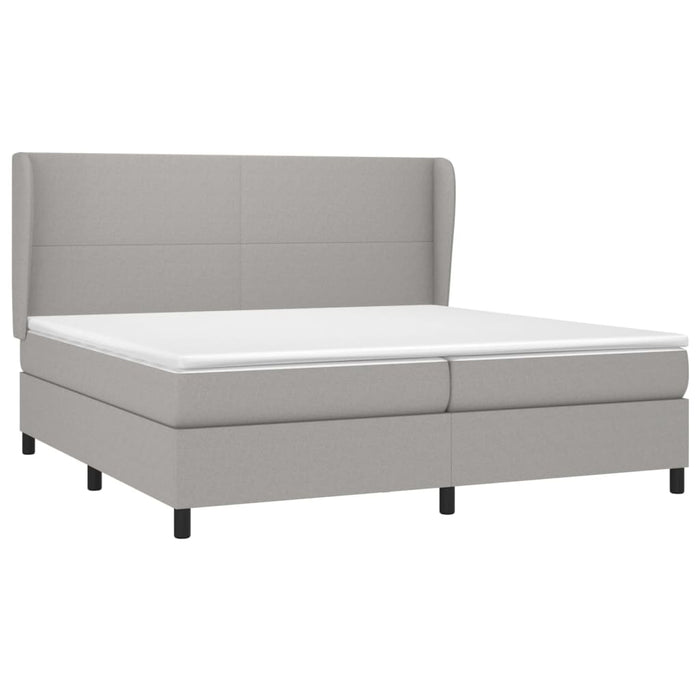 Pat box spring cu saltea, gri deschis, 200x200 cm, textil - WALTI WALTI