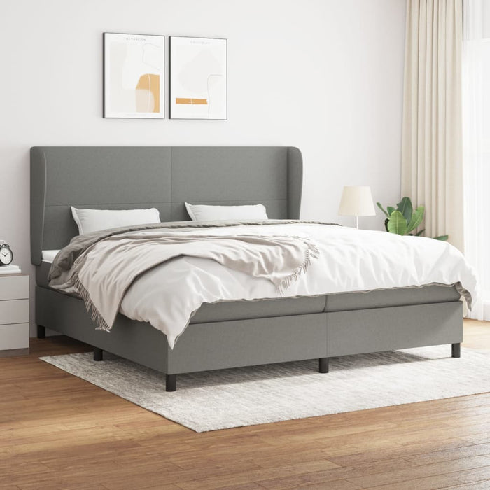 Pat box spring cu saltea, gri închis, 200x200 cm, textil - WALTI WALTI