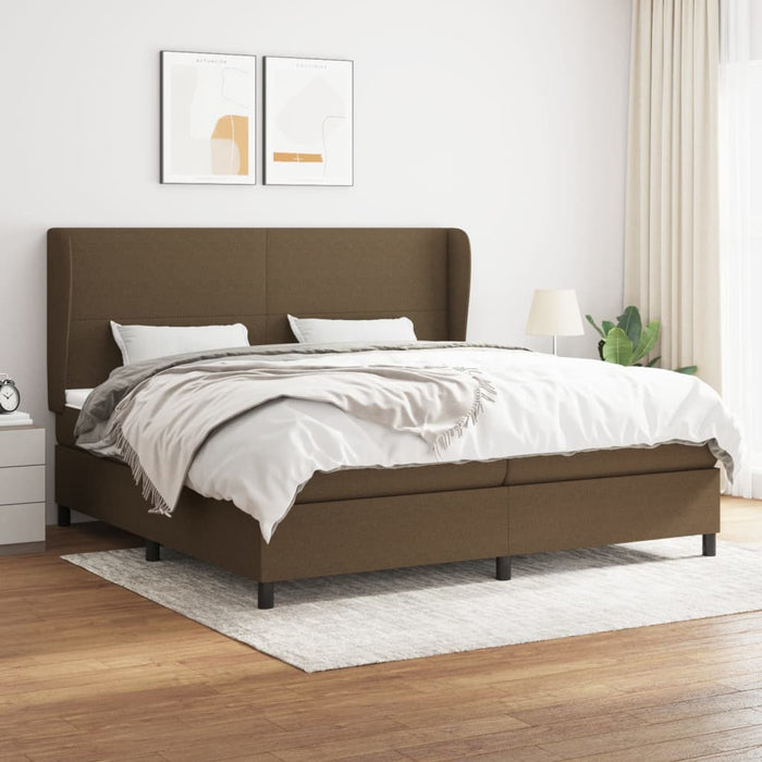 Pat box spring cu saltea, maro închis, 200x200 cm, textil - WALTI WALTI