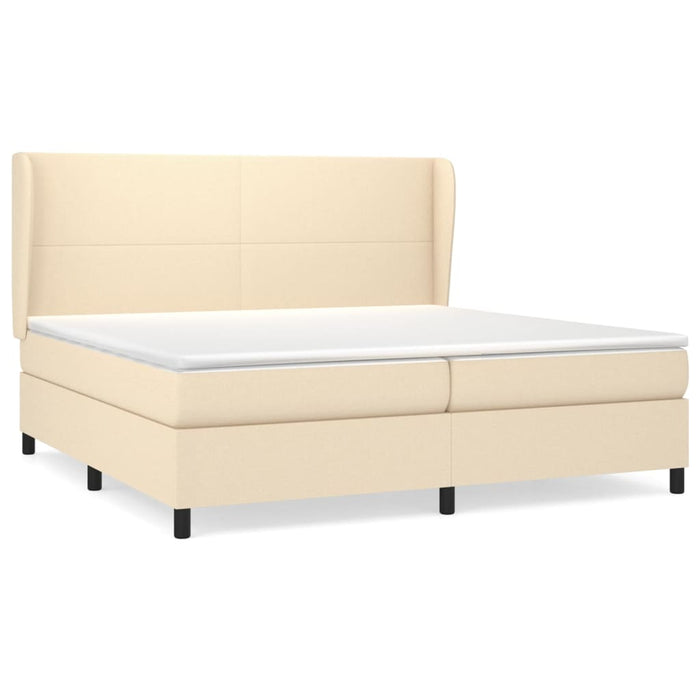 Pat box spring cu saltea, crem, 200x200 cm, textil - WALTI WALTI