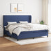 Pat box spring cu saltea, albastru, 200x200 cm, textil - WALTI WALTI