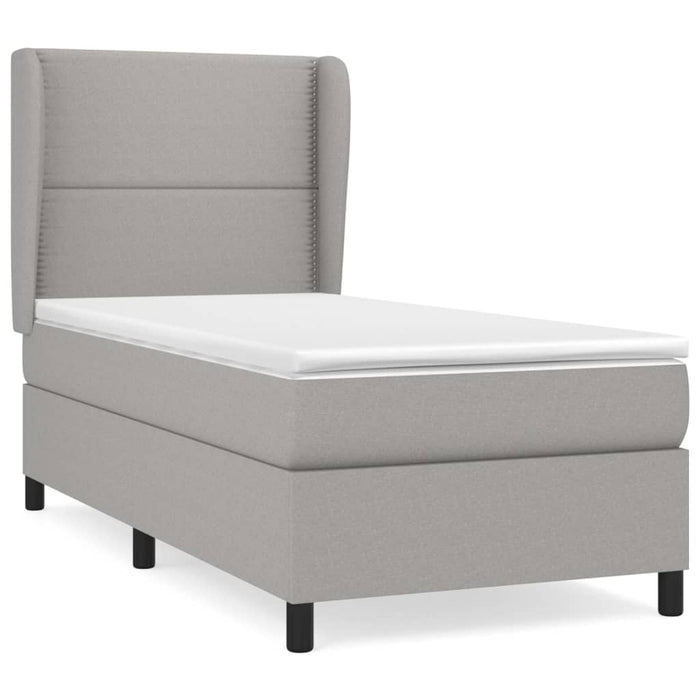 Pat box spring cu saltea, gri deschis, 90x190 cm, textil - WALTI WALTI