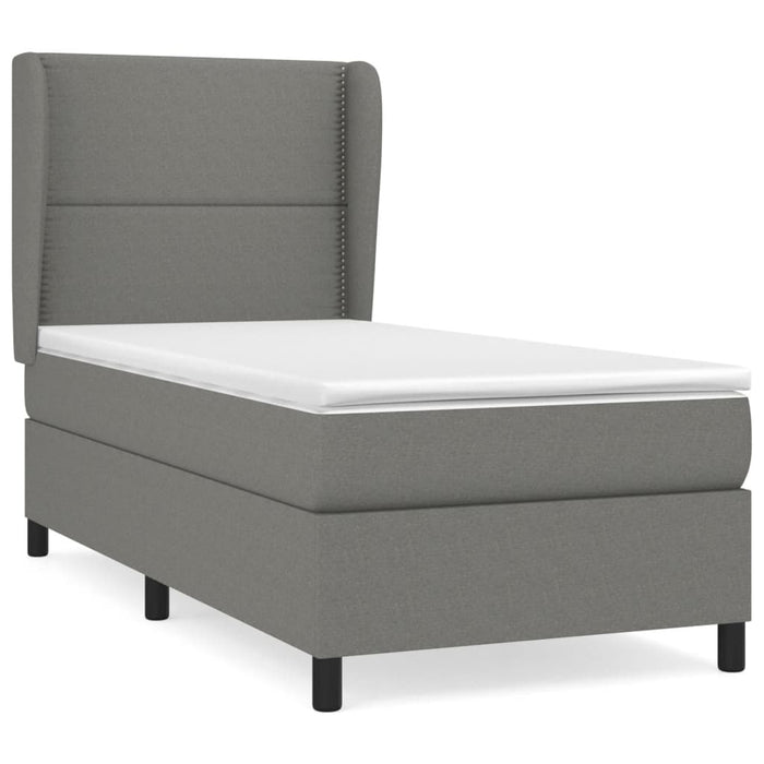 Pat box spring cu saltea, gri închis, 90x190 cm, textil - WALTI WALTI