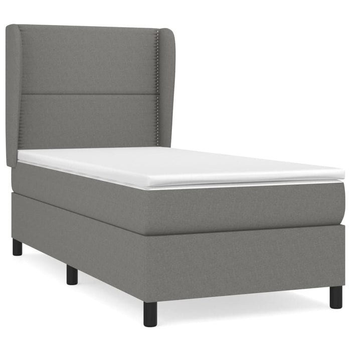 Pat box spring cu saltea, gri închis, 90x200 cm, textil - WALTI WALTI