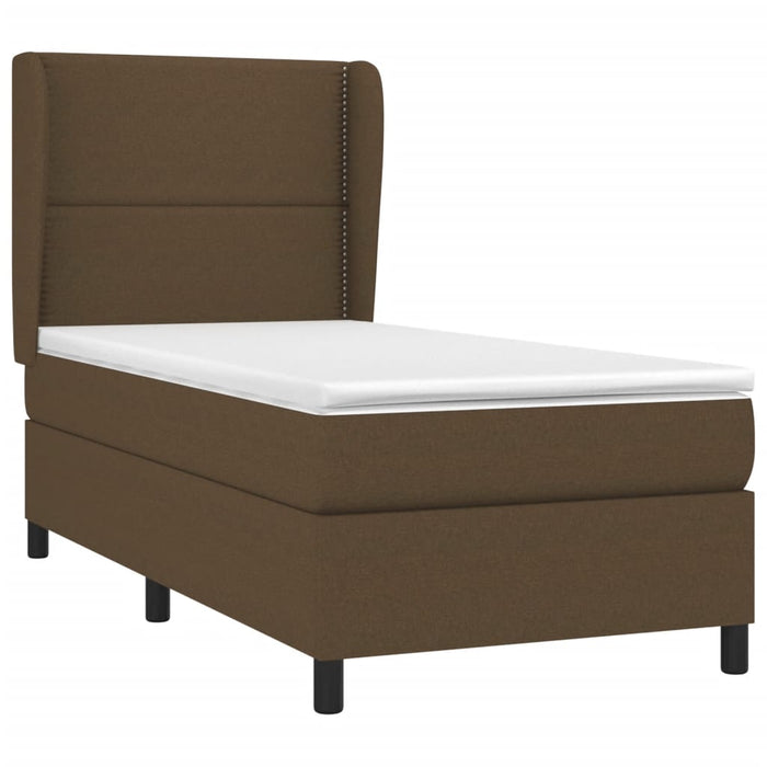 Pat box spring cu saltea, maro închis, 90x200 cm, textil - WALTI WALTI