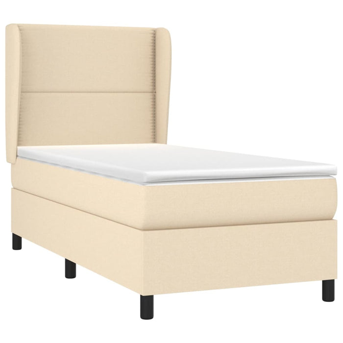 Pat box spring cu saltea, crem, 90x200 cm, textil WALTI