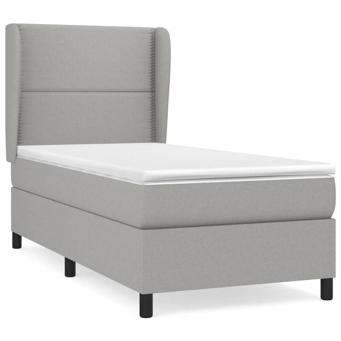 Pat box spring cu saltea, gri deschis, 100x200 cm, textil - WALTI WALTI