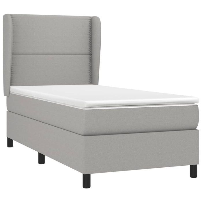 Pat box spring cu saltea, gri deschis, 100x200 cm, textil - WALTI WALTI