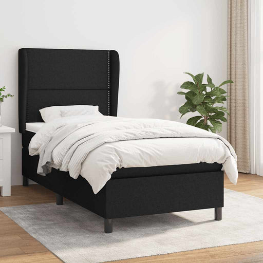 Pat box spring cu saltea, negru, 100x200 cm, textil - WALTI WALTI