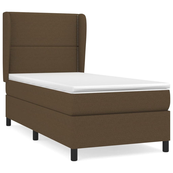 Pat box spring cu saltea, maro închis, 100x200 cm, textil WALTI