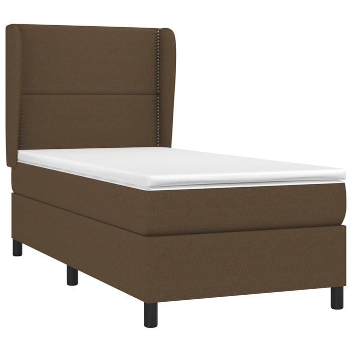 Pat box spring cu saltea, maro închis, 100x200 cm, textil WALTI