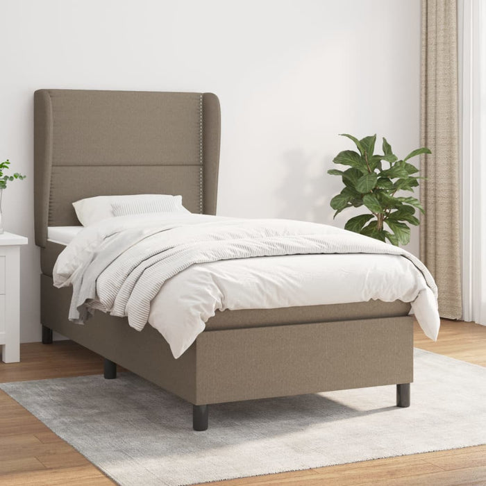 Pat box spring cu saltea, gri taupe, 100x200 cm, textil - WALTI WALTI