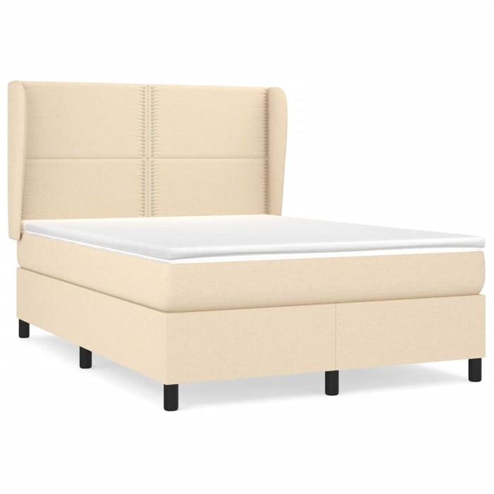 Pat box spring cu saltea, crem, 140x200 cm, textil - WALTI WALTI