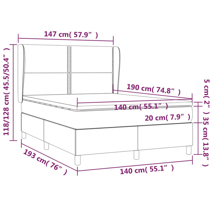 Pat box spring cu saltea, crem, 140x200 cm, textil - WALTI WALTI