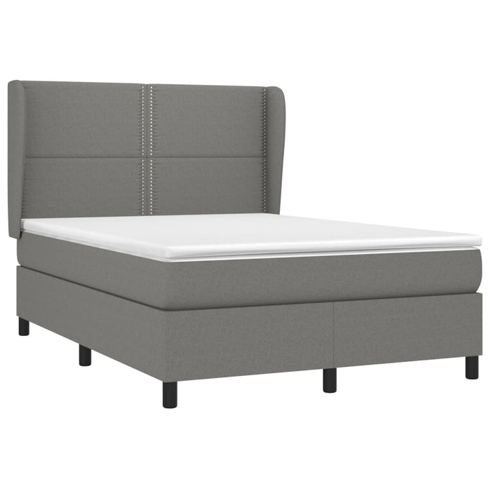 Pat box spring cu saltea, gri închis, 140x200 cm, textil - WALTI WALTI