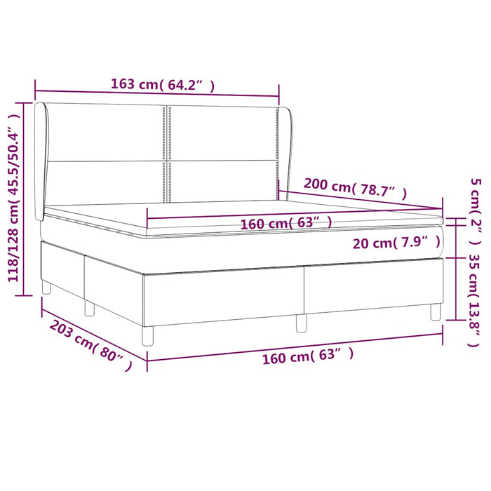 Pat box spring cu saltea, negru, 160x200 cm, textil - WALTI WALTI