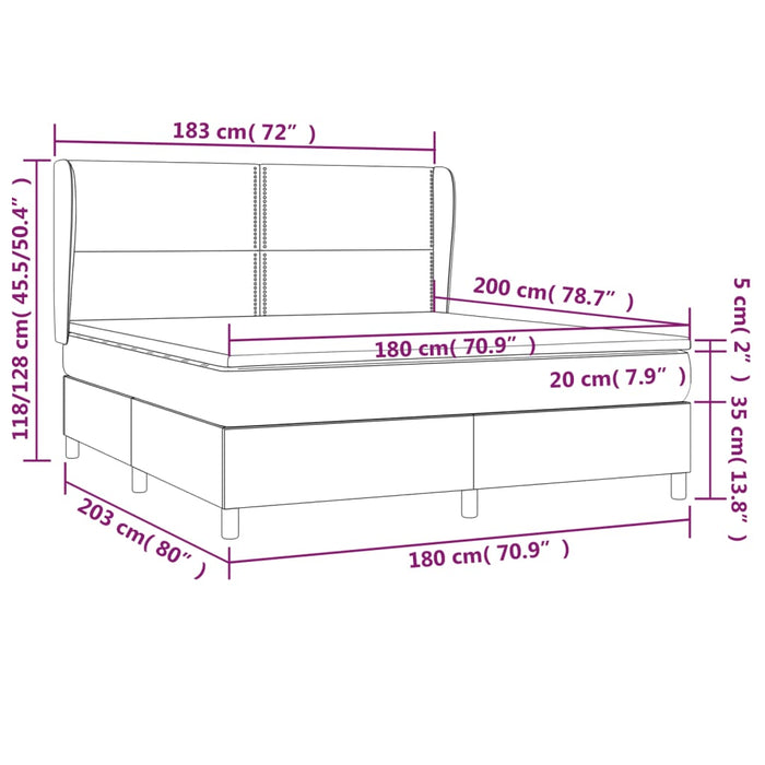 Pat box spring cu saltea, gri închis, 180x200 cm, textil - WALTI WALTI