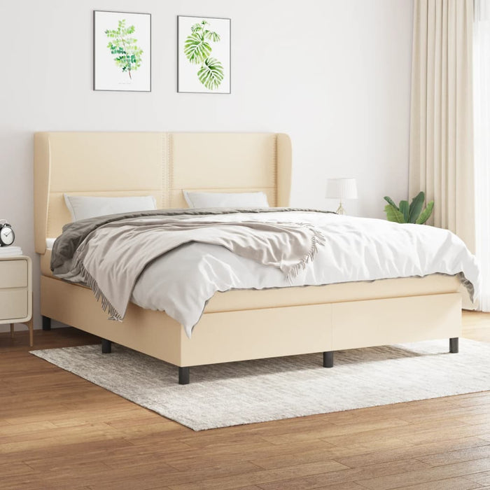 Pat continental cu saltea, crem, 180x200 cm, textil - WALTI WALTI