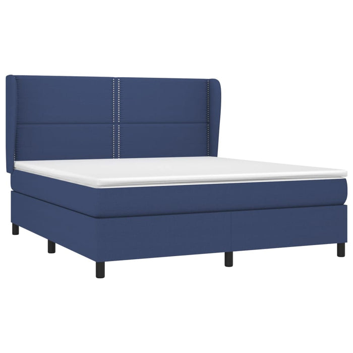 Pat box spring cu saltea, albastru, 180x200 cm, material textil - WALTI WALTI