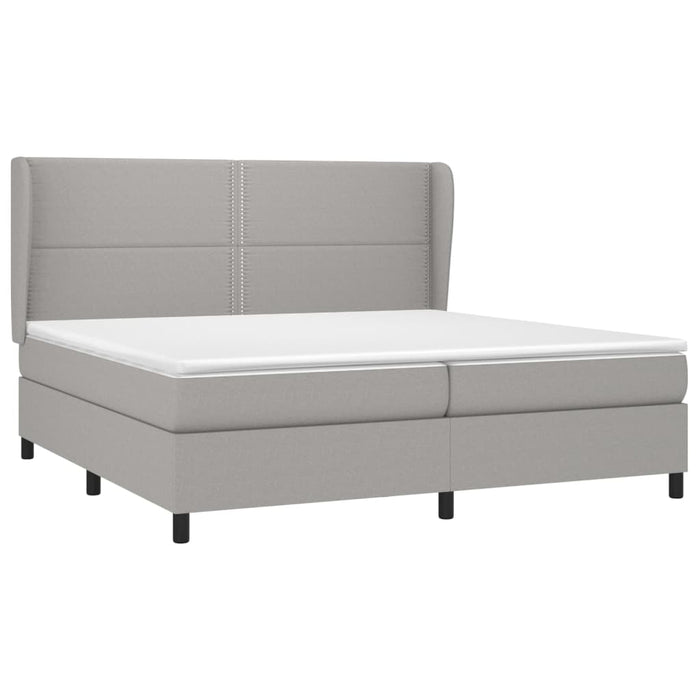 Pat box spring cu saltea, gri deschis, 200x200 cm, textil - WALTI WALTI