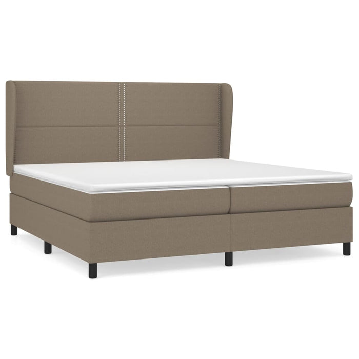 Pat box spring cu saltea, gri taupe, 200x200 cm, textil - WALTI WALTI