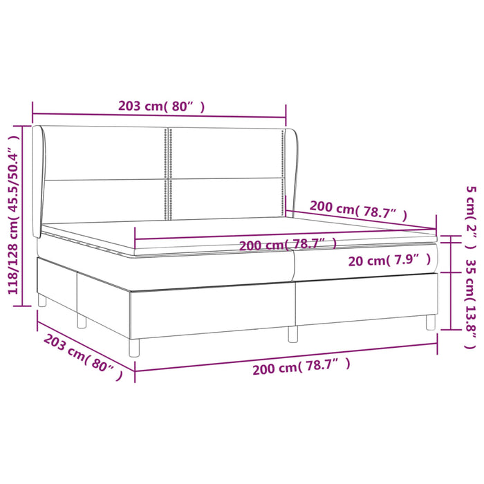 Pat box spring cu saltea, gri taupe, 200x200 cm, textil - WALTI WALTI