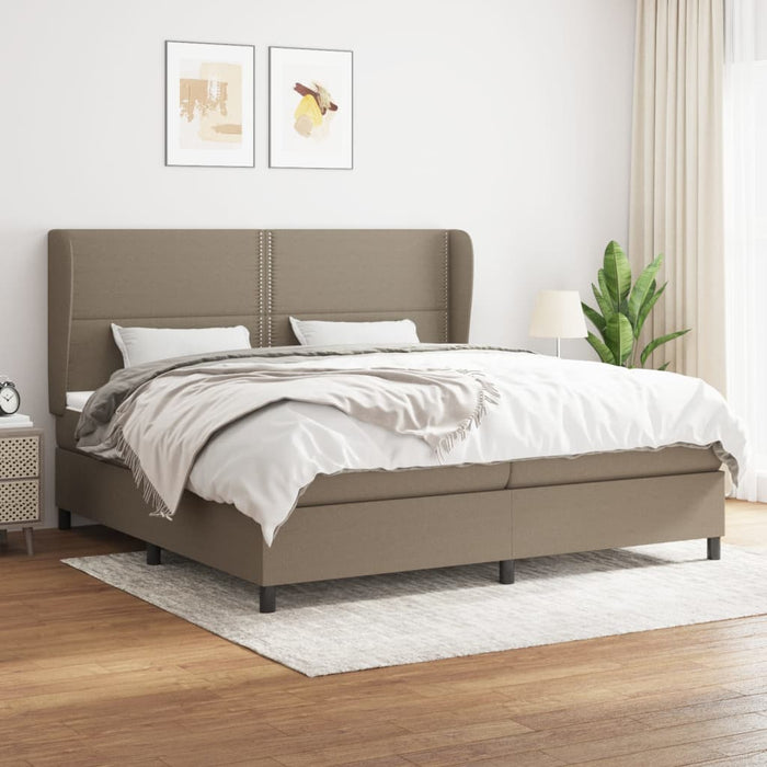 Pat box spring cu saltea, gri taupe, 200x200 cm, textil - WALTI WALTI