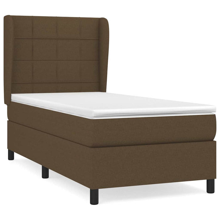 Pat box spring cu saltea, maro închis, 80x200 cm, textil WALTI