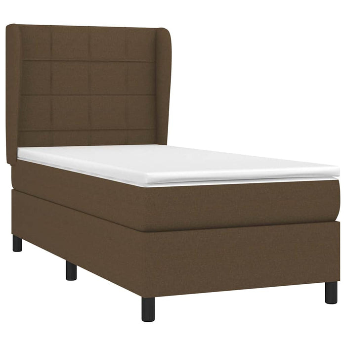 Pat box spring cu saltea, maro închis, 80x200 cm, textil WALTI