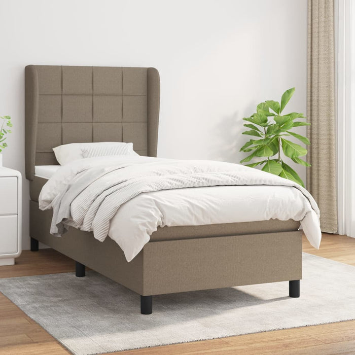 Pat box spring cu saltea, gri taupe, 90x190 cm, textil - WALTI WALTI