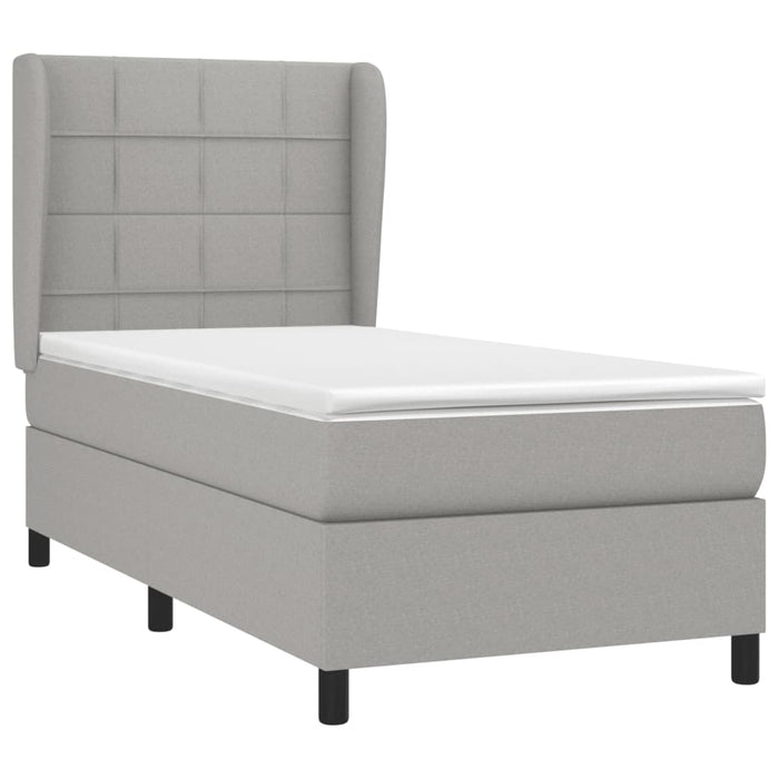 Pat box spring cu saltea, gri deschis, 90x200 cm, textil - WALTI WALTI