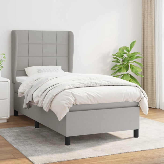 Pat box spring cu saltea, gri deschis, 90x200 cm, textil - WALTI WALTI